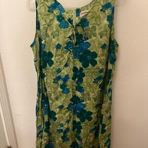 Expressions Green and Blue Patterned Dress